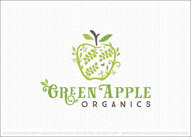 Green Apple Organics - Buy Premade Readymade Logos for Sale